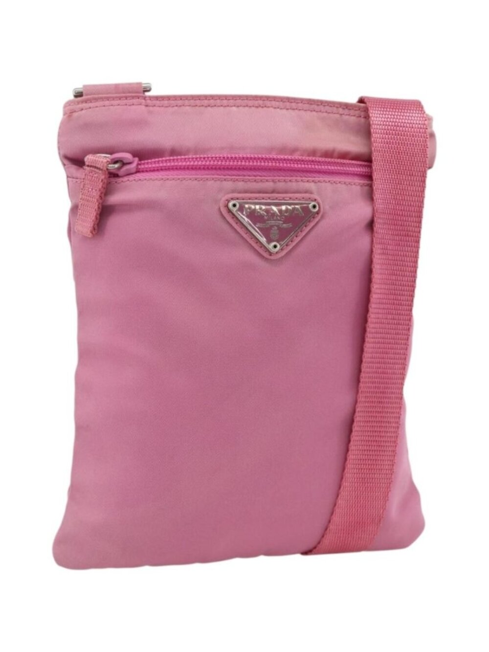 PRADA Shoulder Bag Nylon Pink Silver